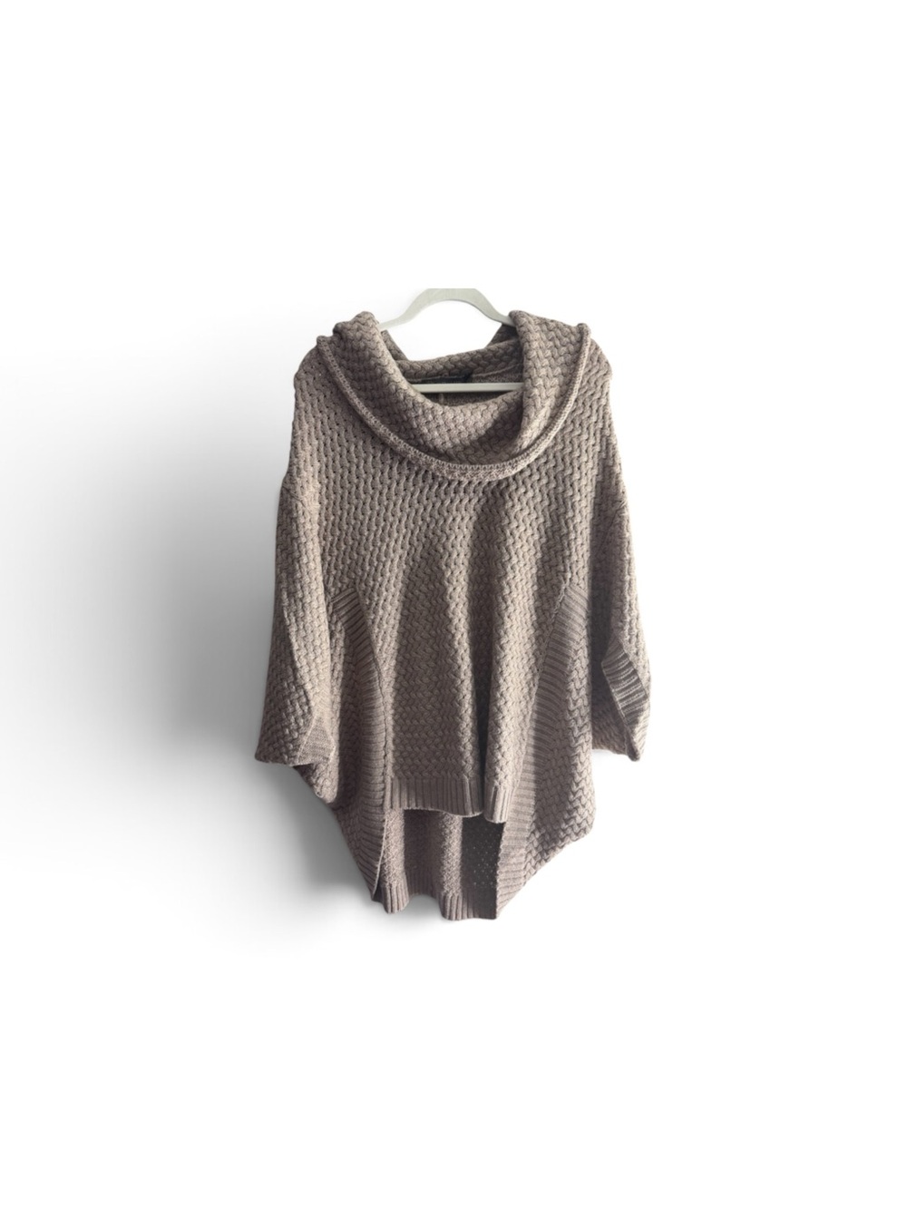 Outback Red Taupe Cowl Neck Knit Poncho Sweater